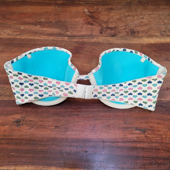 Xhilaration 34C Hearts Bra Pushup Strapless White - Picture 2 of 5